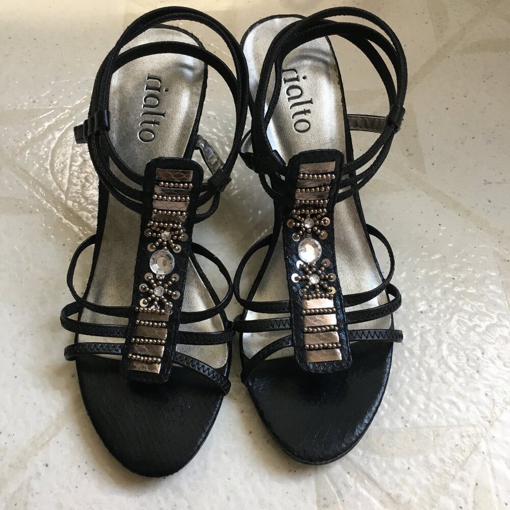 Summer Black Strap Dressy Heels Size 5 1/2 Rialto Del Rio